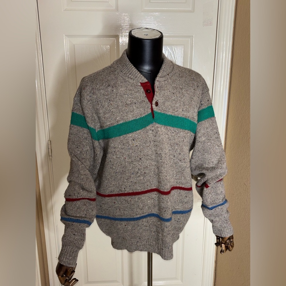 Vintage Mens Pendleton Brown Henley Sweater Multi Colored XL​